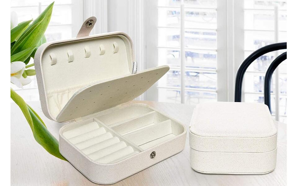 Double Layer Jewelry Box Organizer Case Rings Earrings Necklace Storage Portable