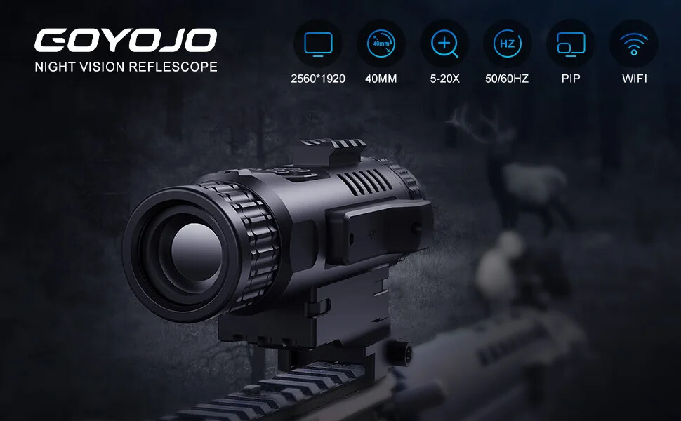 2560x1920P Digital Night Vision Rifle Scope 5-20X Hunting Monocular W/ Crosshair
