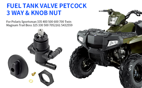 Fuel Tank Valve Petcock 3 Way & Knob NUT For Polaris Magnum 325 330 500 7052161 