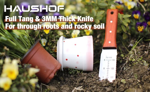 HAUSHOF Hori Hori Garden Knife Weeding Digging Tool 7" Blade Full Tang w/ Sheath