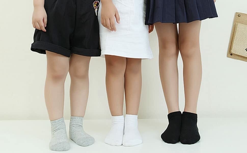 6-12 Pairs Toddler Boy Girl Kids Children Plain Crew Ankle Socks Casual Size 2-8