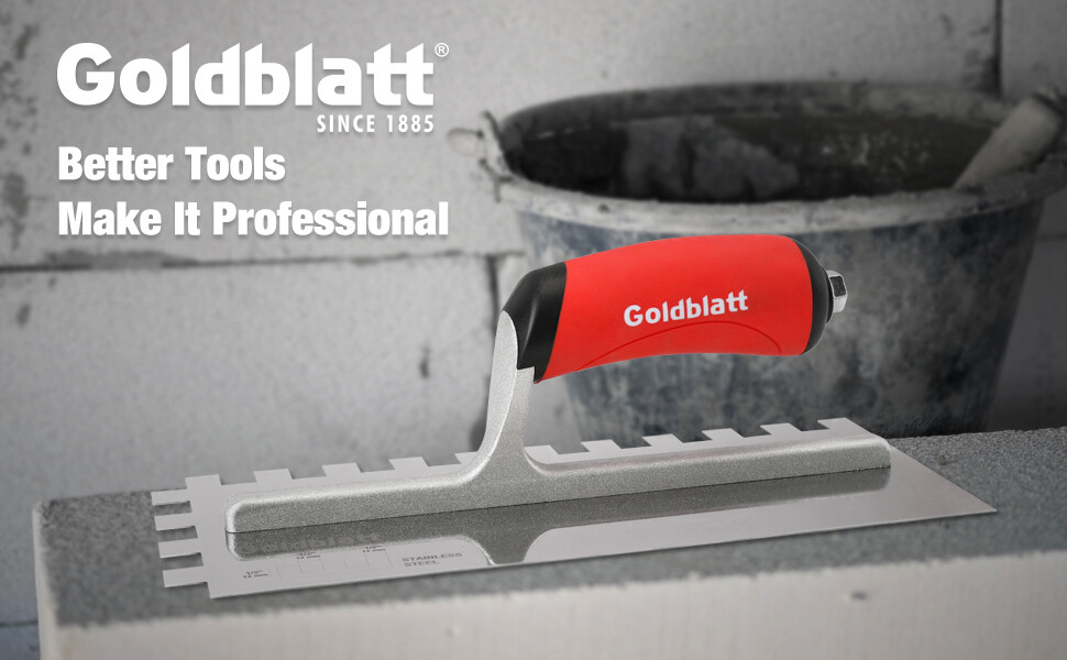 Wall Floor Tile Plastering Trowel 1/2" Square Stainless Steel Soft Grip Handle