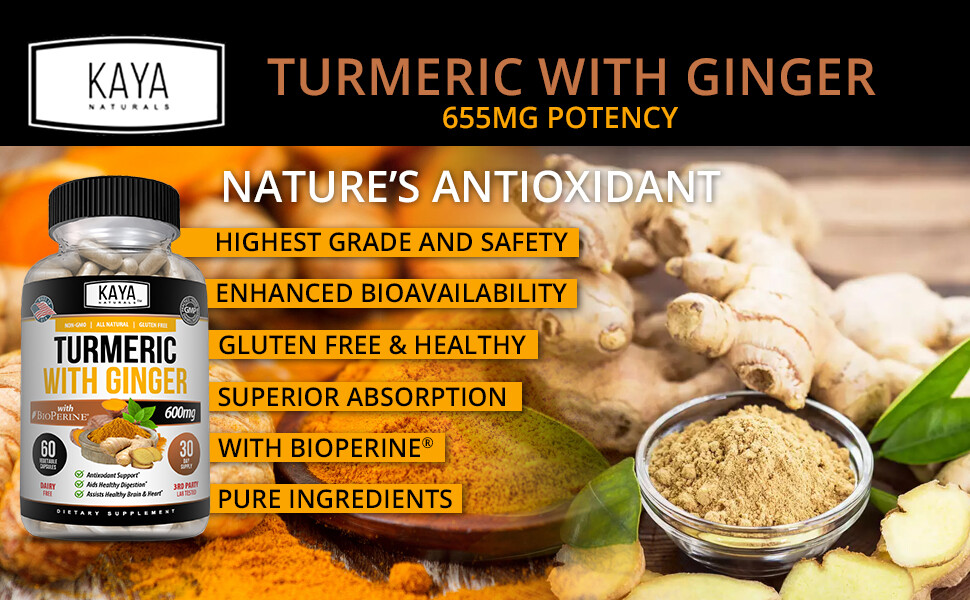 (2 Pack) Turmeric Curcumin with Ginger + Black Pepper, Joint Pain Maxx Strength