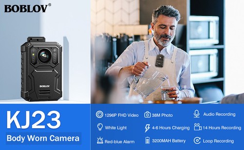 BOBLOV KJ23Pro 2K Body Camera Night Vision 4000mAh Battery 128GB Law Enforcement