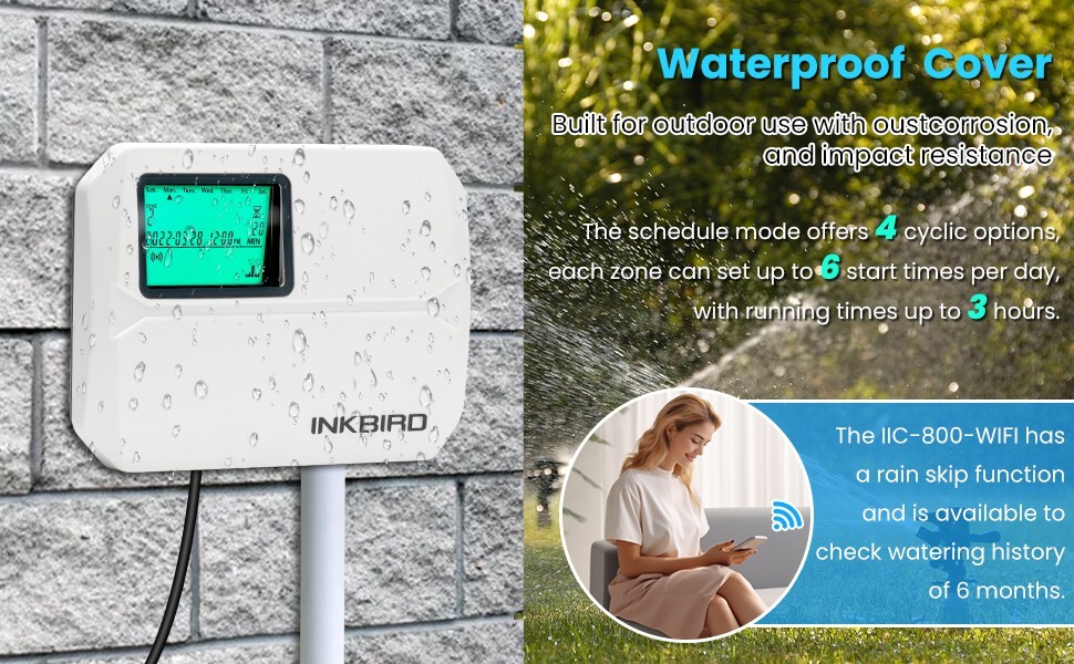 Lawn Smart Sprinkler Controller Watering Timer 8 Stations WiFi Irrigation System