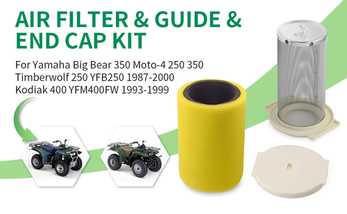Air Filter & Guide & END CAP For Yamaha Kodiak 400 YFM400 YFM400FW 1993 - 1999