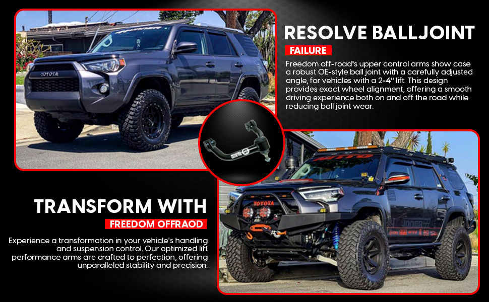 Front Upper Control Arms For 2-4" Lift For 04-20 Ford F150 4wd Freedom Offroad