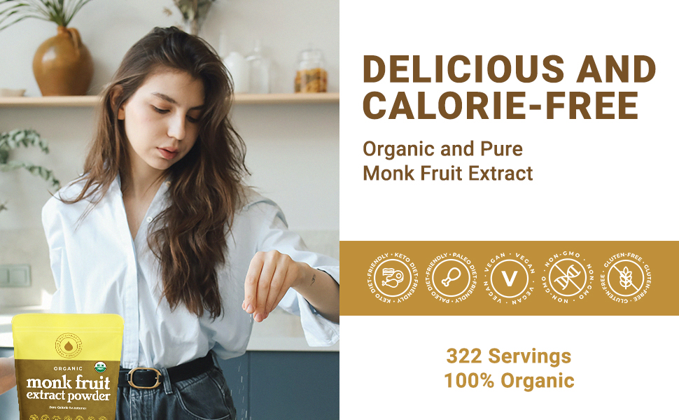 NatriSweet Monk Fruit Extract, 3.5oz, Zero-Carb Sugar Substitute, 322 Servings