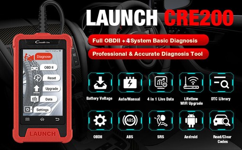 LAUNCH CRE200 Car OBD2 Scanner Code Reader Diagnostic Tool Check Engine ABS SRS