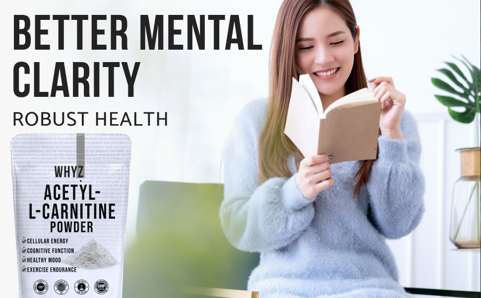 WHYZ Acetyl L Carnitine Powder 125g, Fat Metabolism & Memory Supplement 250 Uses