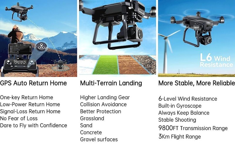 Professional GPS Drone for Adults 4K Ultra HD Camera Night Vision & 3-Batteries
