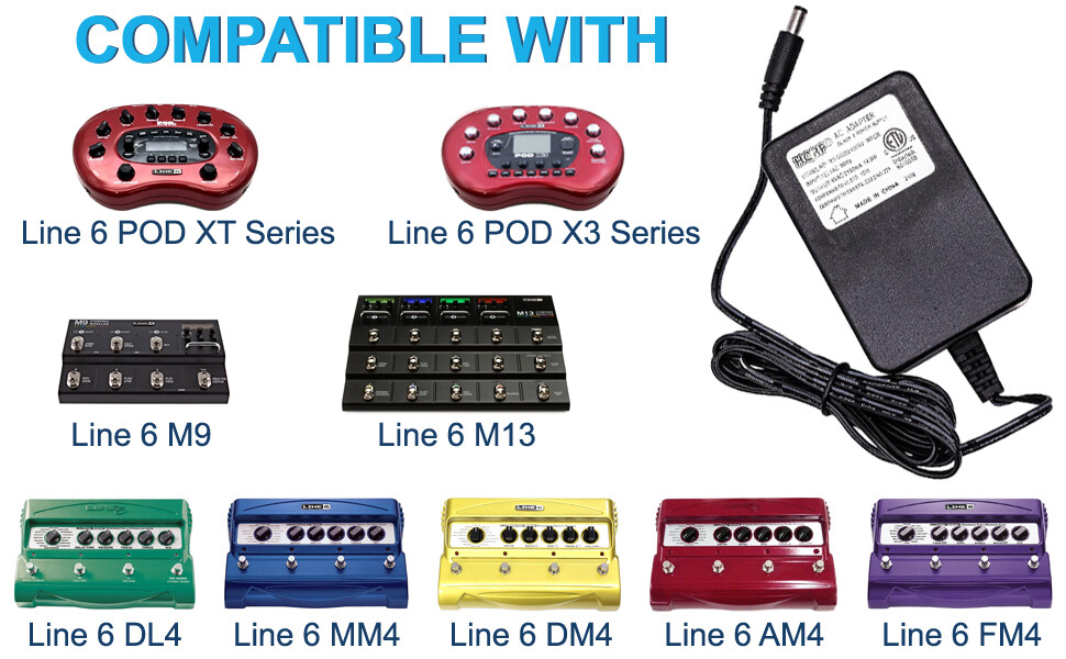 HQRP 9V AC Adapter / Power Supply Cord for Line 6 Guitar Multi Effects Pedals