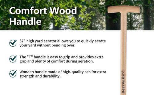 Berry&Bird Lawn Coring Aerator 4 Core Plug Aerator Tool Manual Grass Dethatching