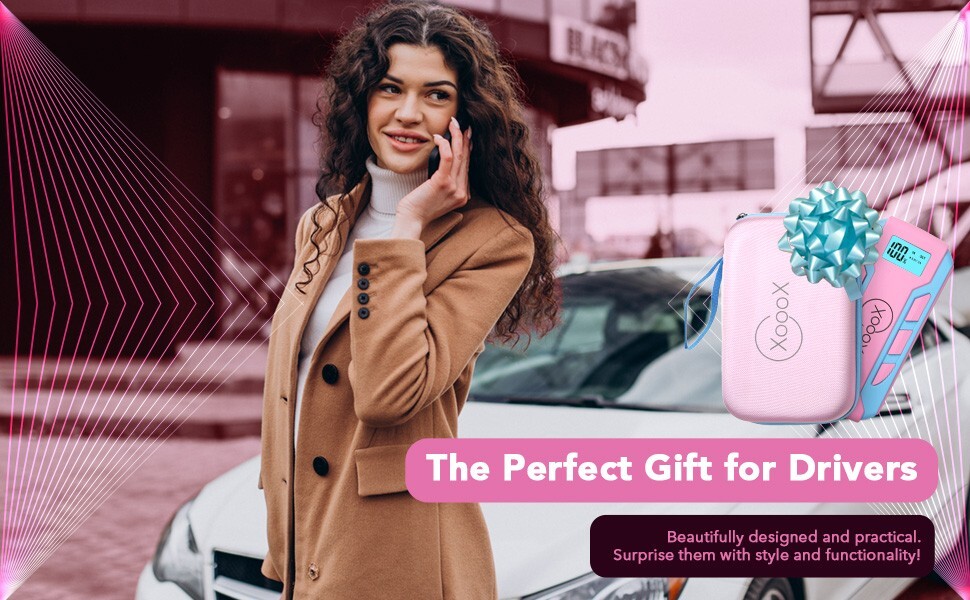 Pink Portable Car Battery Jump Starter Kit with Jumper Cables, USB/USB-C Devices