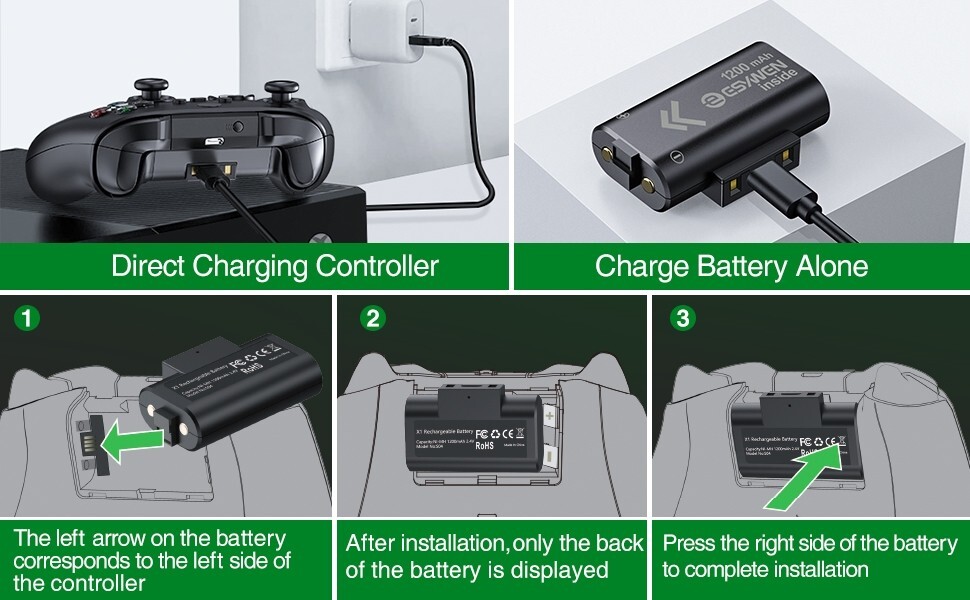 Rechargeable Battery Pack For XBox One X/S Series X/S Controller & Charger Cable