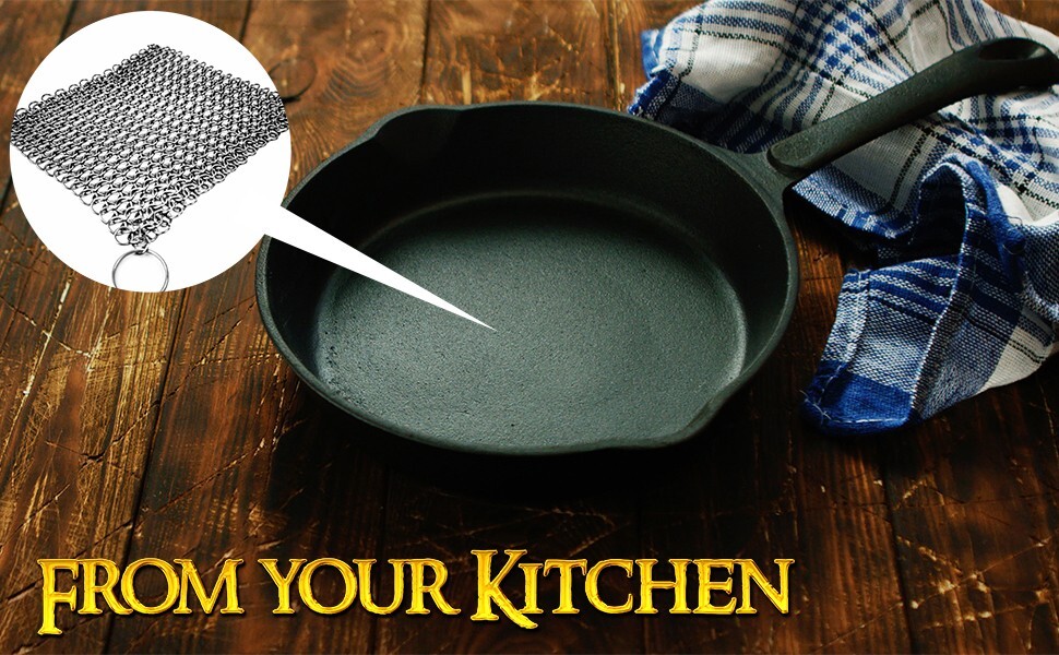Chainmail Scrubber Stainless Steel Skillet Cast Iron Kitchen Cleaner 15 X 15cm