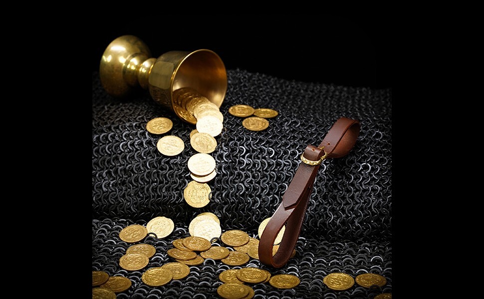 Medieval Leather Strap with Solid Brass Buckle for Horn Tankard and Mugs Brown