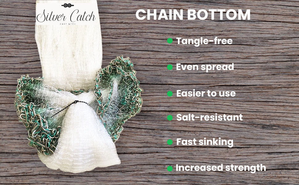 Cast Net 5-6-7-8-9-10 Ft Mono Drawstring 3/8"-1/2"-1" CHAIN Bottom. Best Quality