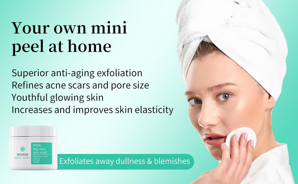 35% Glycolic Acid Facial Exfoliating Peel 50 Pads AHA Green Tea Top Seller Trend