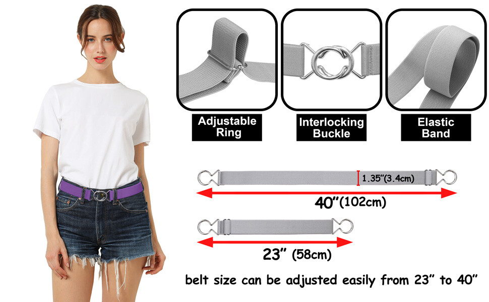 Falari Women Stretch Belt Adjustable Web Metal Buckle All Occasion Dress Belt