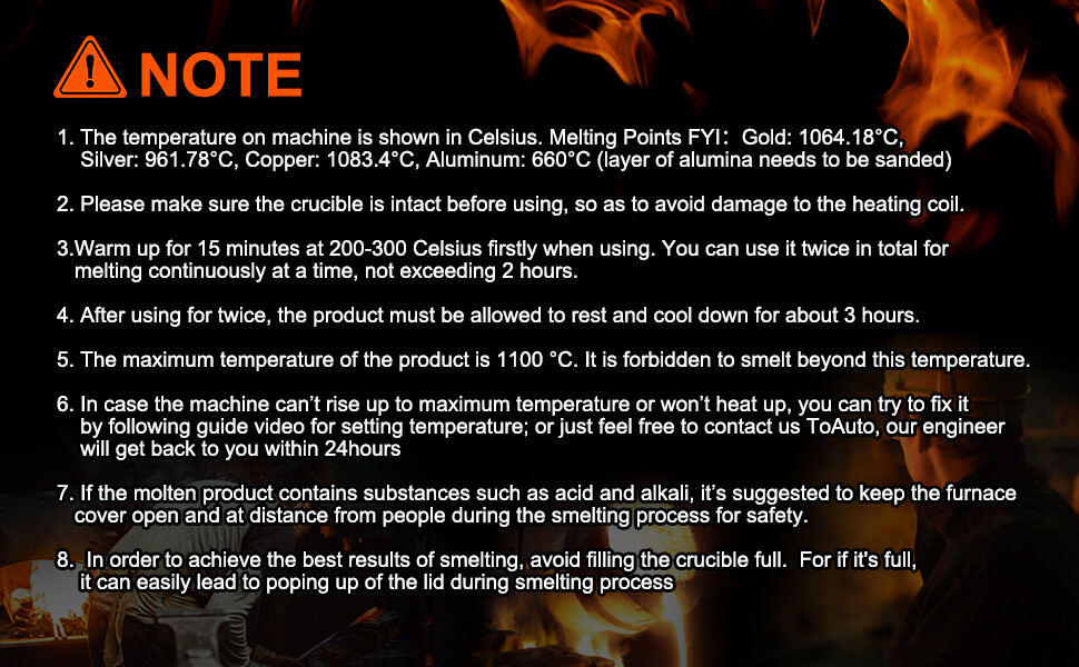 TOAUTO 110V Digital Electric Metal Melting Furnace Melter w/3KG+2KG Crucibles