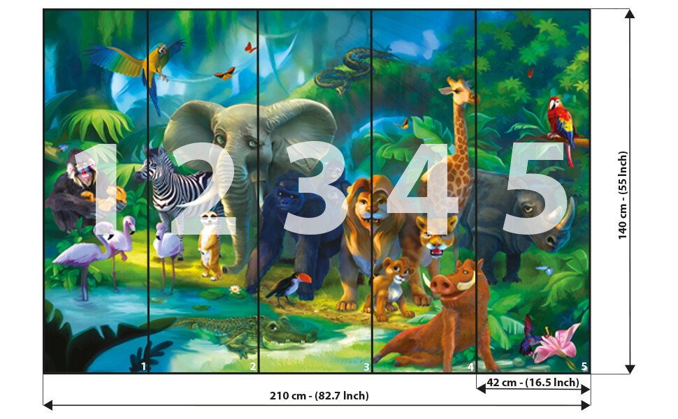 Fototapete Dschungel 210x140 cm Tapete mit Kleister Wandbild