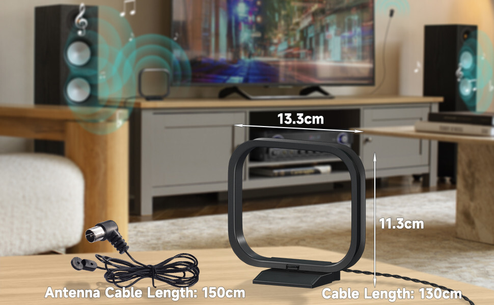 AM FM Antenna Stereo Indoor 75 Ohm & Loop Kit For Yamaha Onkyo Denon Etc Table