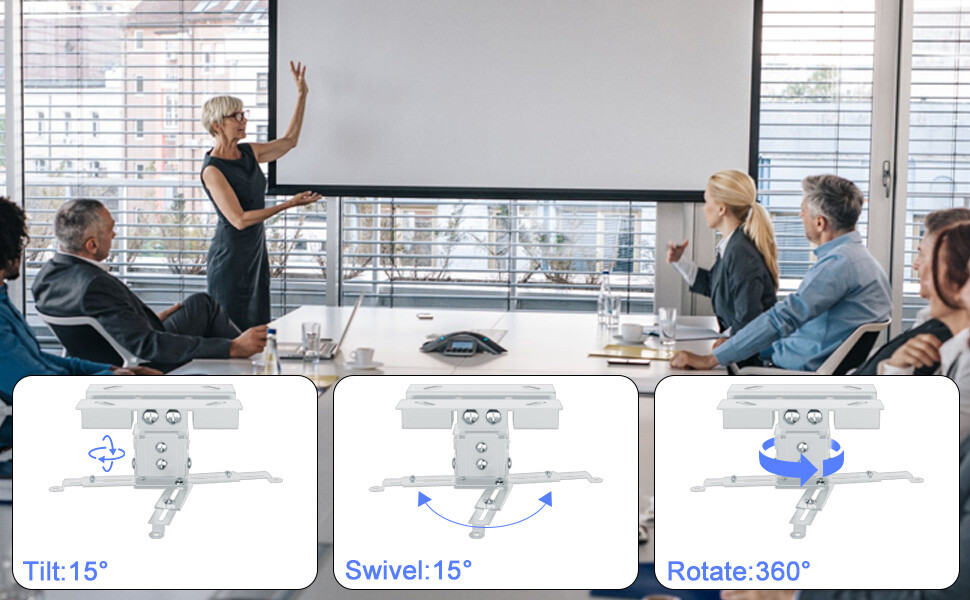 3in1 Universal 360° Swivel Tilt Projector Mount Ceiling Wall Holder Bracket 13kg