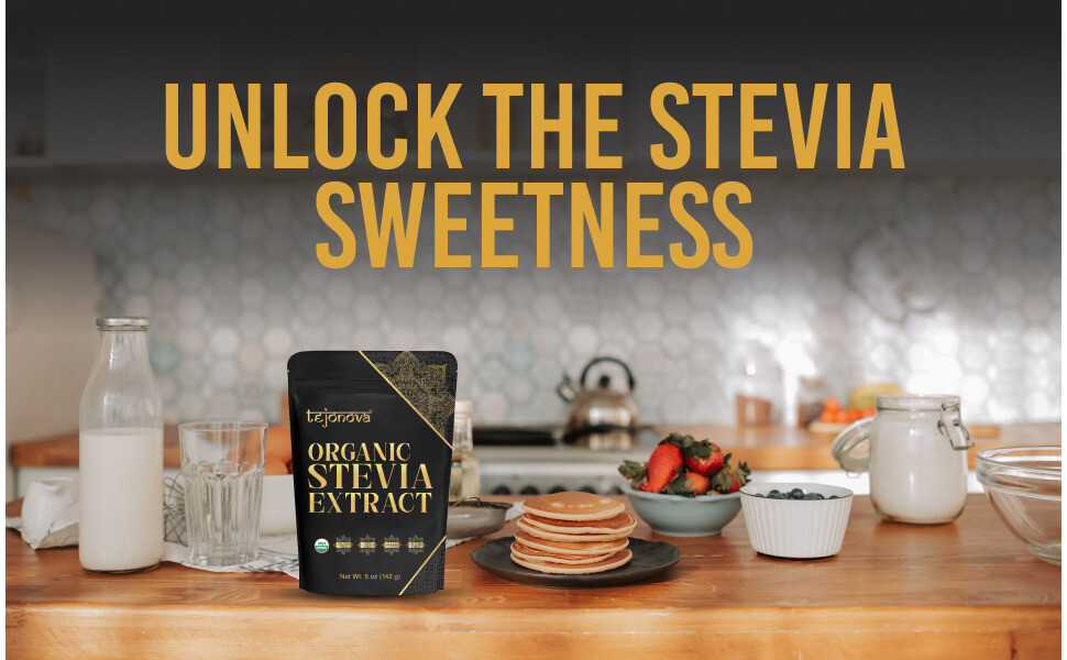 tejonova Organic Stevia Powder 5oz, Stevia Sweetener Sugar Substitute, 1014 Uses