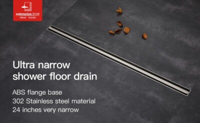 Submarine 24  Ultra-Narrow 304 Stainless Steel Linear  Drain (GREY)