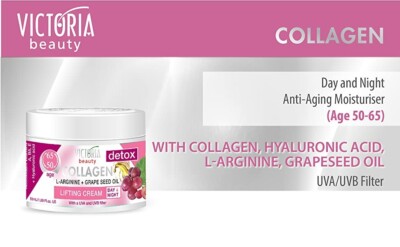 VB Detox & Collagen 50ml Lifting Face Cream Grape Seed Oil L-Arginine Ages 50-65