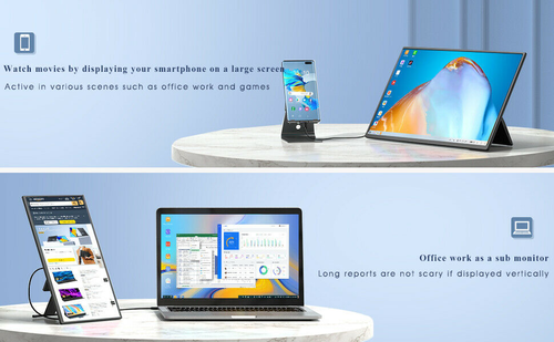 17.3" Portable Monitor FHD Extended  Second Screen Vertical For SAMSUNG DEX Used