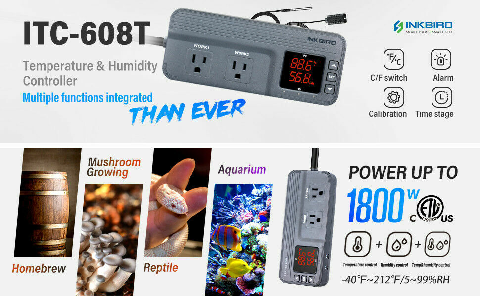 Inkbird Temperature humidity Controller Thermostat Heating cool Brewing