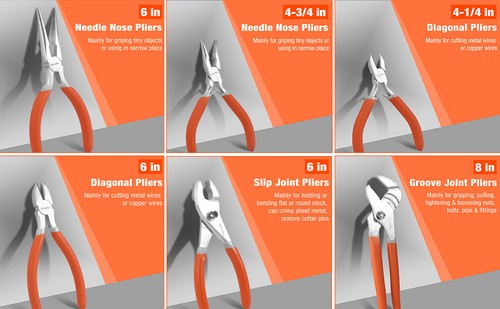 ValueMax 6-Piece Pliers Set, Includes 6 Inch& 4-3/4 Inch Long Nose Pliers NEW