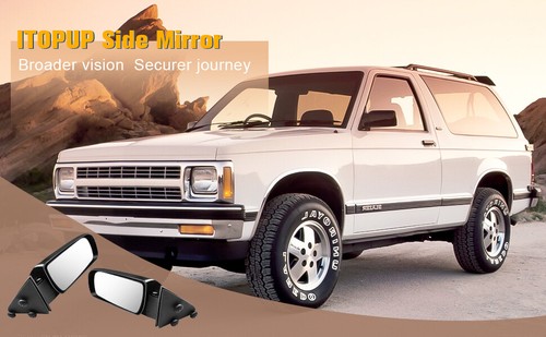 Manual Mirrors View Pair For 88-98 GMC Chevy Pickup Truck Fold Black Left+Right