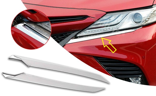 For 2018-24 Toyota Camry SE XSE Front Headlight Chrome Eyelid Molding Cover Pair