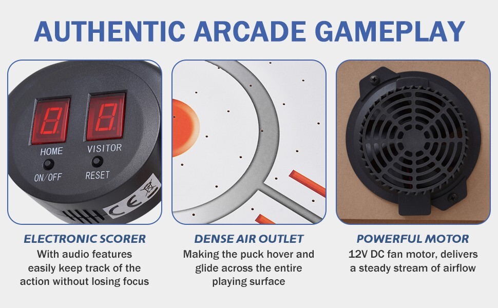 54" Air-Powered Hockey Table 12V Sport Hockey Game Overhead Electronic Scorer