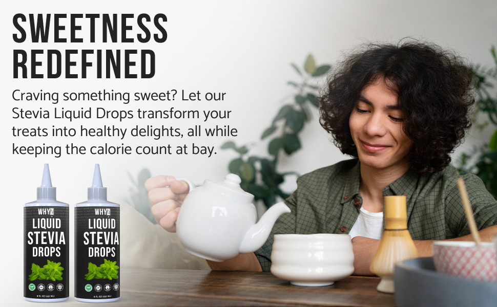WHYZ Liquid Stevia Drops 8oz Plant-Based, Zero Calorie Sweetener, 1,183 Servings