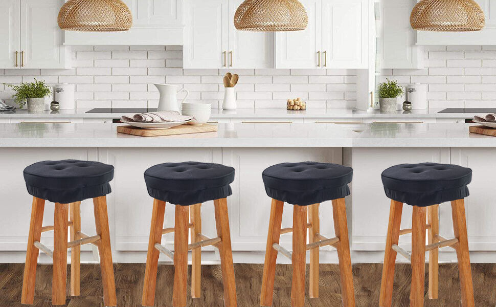 Round Bar Stool Cushion,Breathable Memory Foam Round Pad with Elastic Band 12"