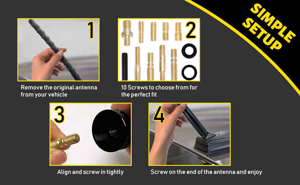 Modigt 5.3 inch 50CAL Black Bullet Antenna For NISSAN TITAN&TITAN XD 04-21+Screw