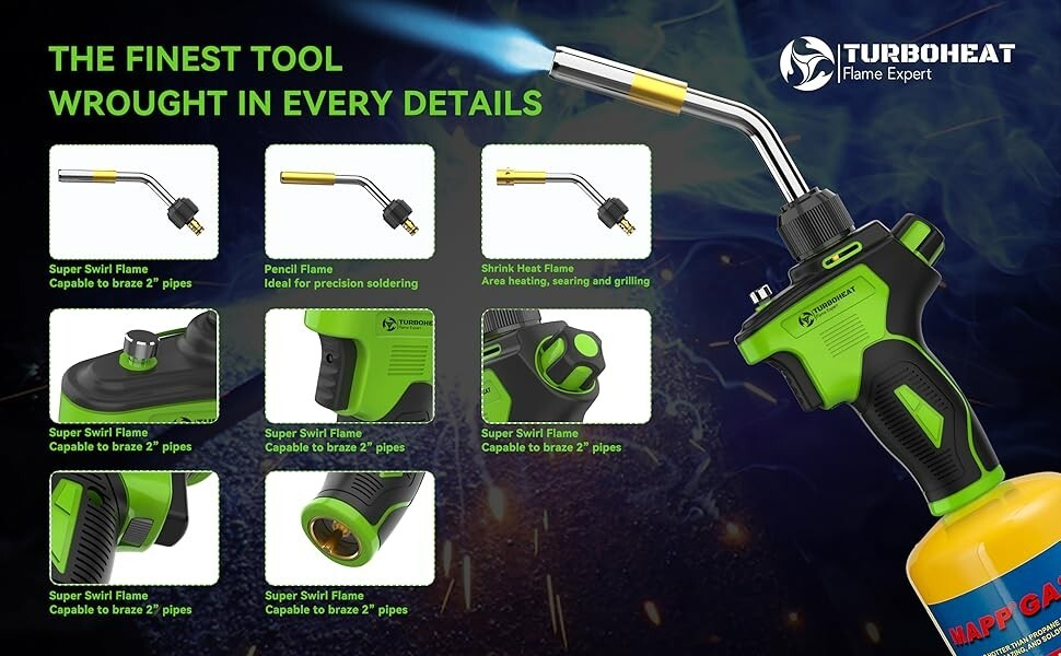 Propane Torch Head 3xNozzle Auto Trigger Start MAPP MAP Gas Blow Torch Soldering