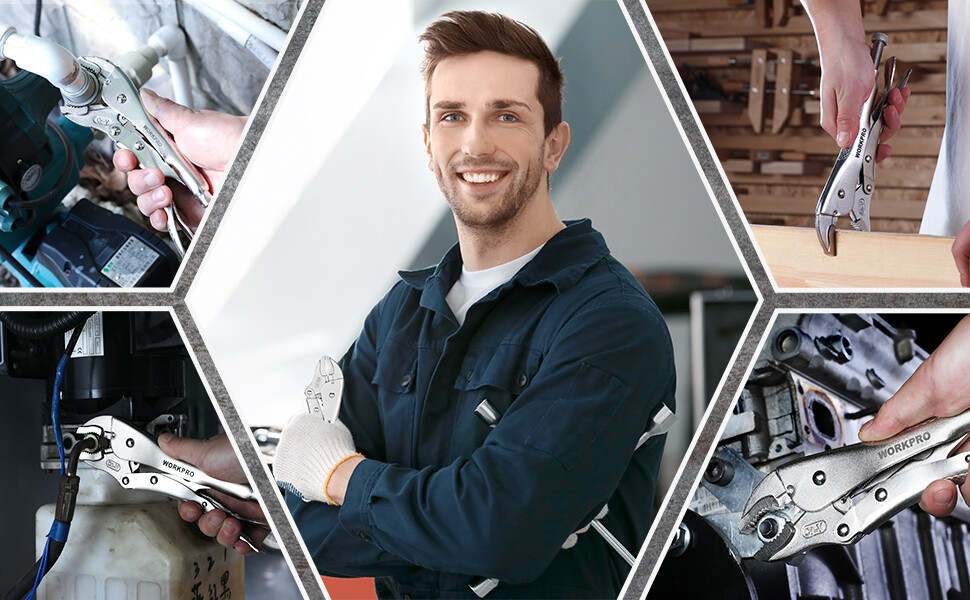 WORKPRO 10-inch Locking Plier Curved Jaw Vice Grips Plier Wire Cutter Vise Grips