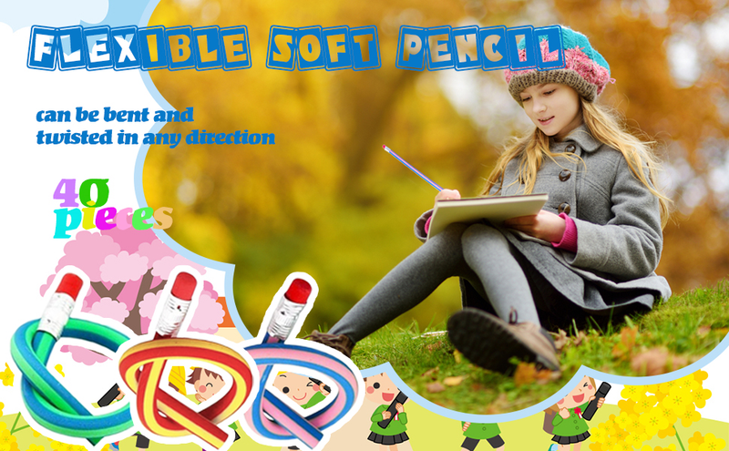 40 Pcs Flexible Soft Pencil,Soft Pencils with Eraser,Magic Bend Pencils for Kids