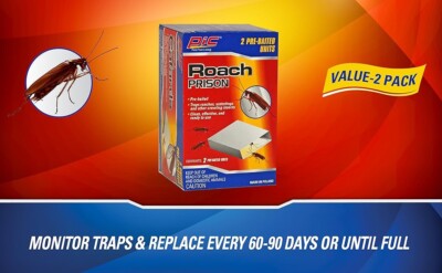 Pic Roach Prison Pre-Baited Roach Traps, Pack Of 2 Units Stop Roaches Now