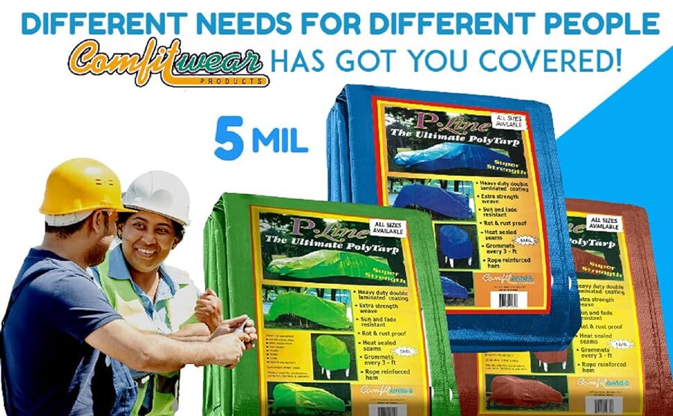 Standard Poly Tarp Reinforced Edge Grommet Multi-Purpose, Pool Cover Boat Tarps