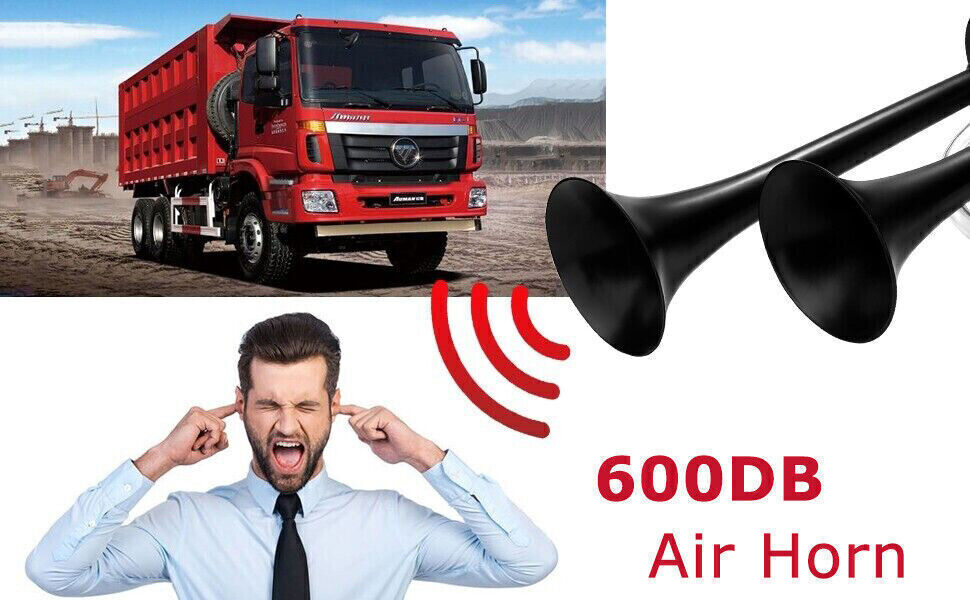 Super Loud Train Electric Air Horn 600DB Dual Trumpets Car Truck Boat Speaker US