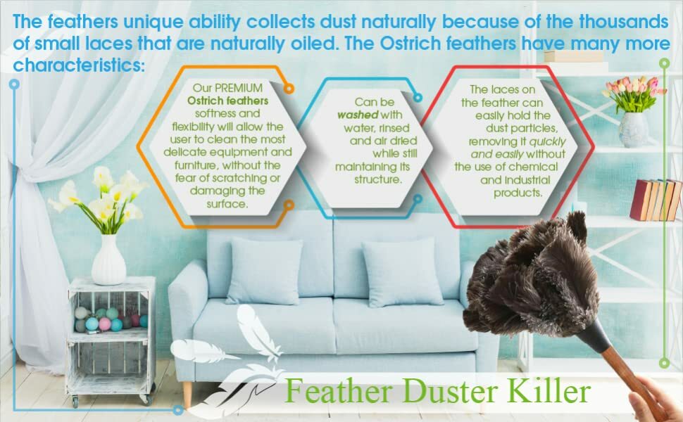 Retractable Ostrich Feather Duster 12" to 16"