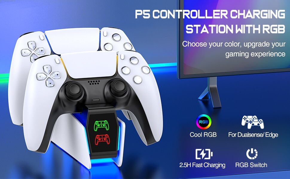 PS5 Controller Charger ,Dual Fast Charging Station for PlayStation5 DualSense US