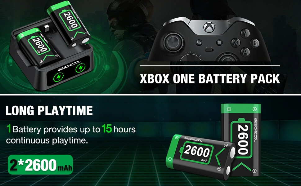 2x 2600mAh Rechargeable Controller Battery Pack for Xbox Series X|S/Xbox One