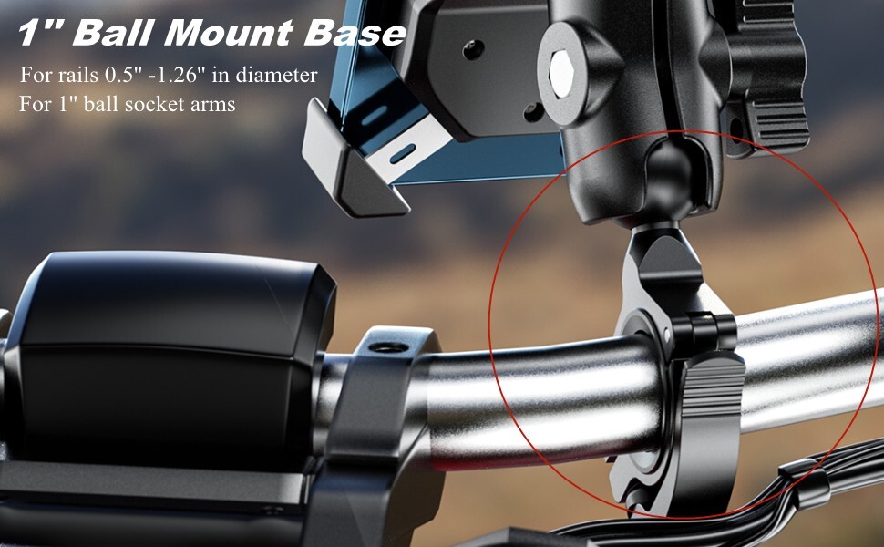 RAM  Ball Mount Base Alloy Handlebar Clamp Mount Base Suitable for Motorcycle